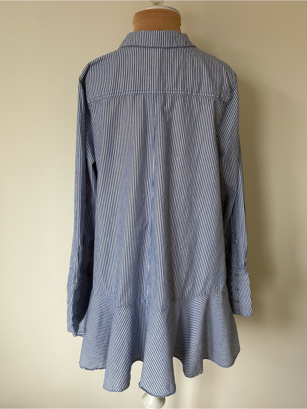 FREE PEOPLE All For You Blue Striped Cotton Button Down Mini Shirt Dress Size S - Picture 4 of 12
